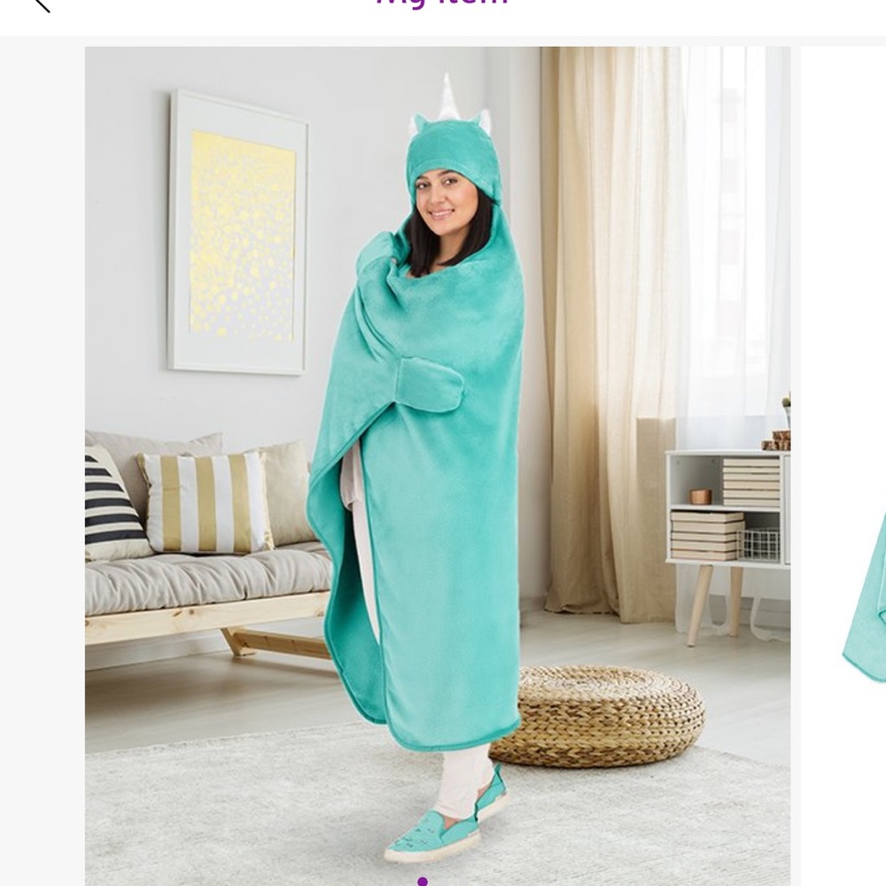 Safdie & Co. Inc-Seafoam Unicorn Hooded Microfiber Super Soft Wrap Blanket- NWT